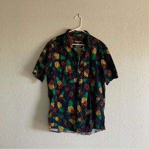 Black Short Sleeve Floral Hawaiian Shirt